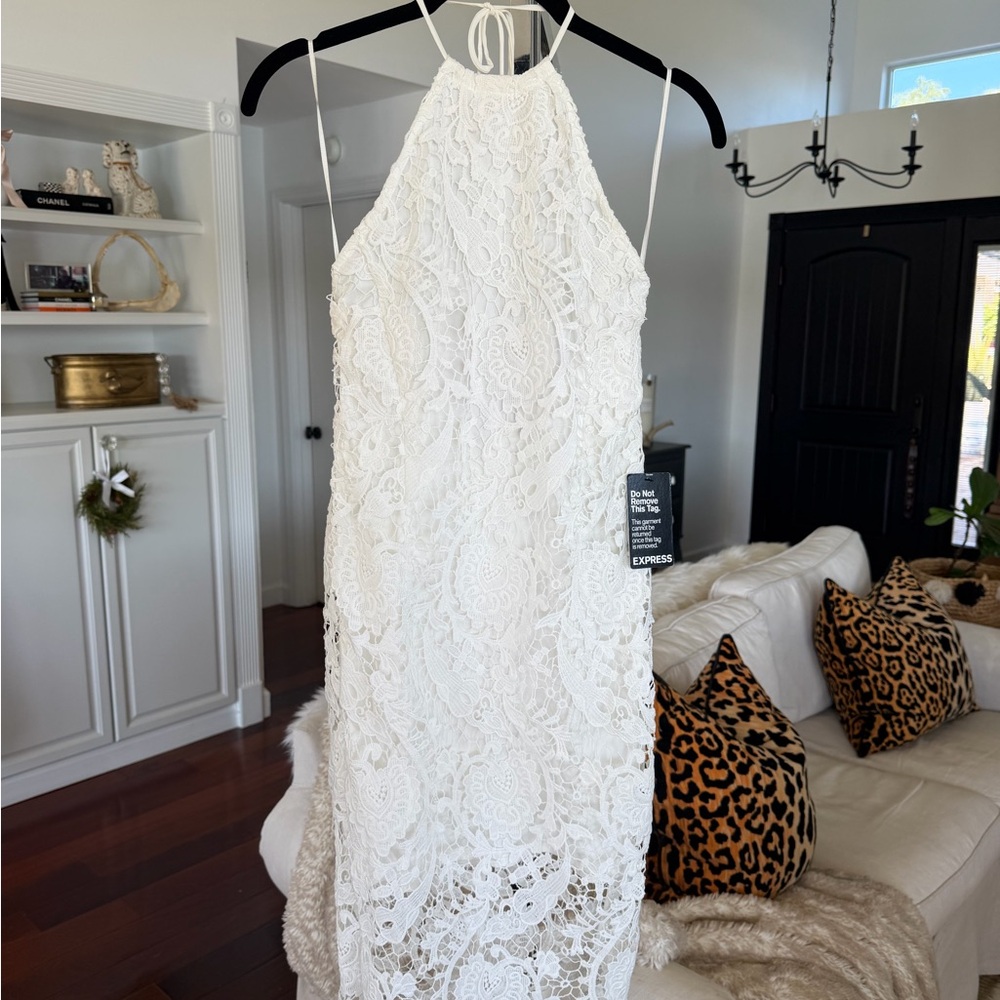 Express Ivory Lace Halter Dress